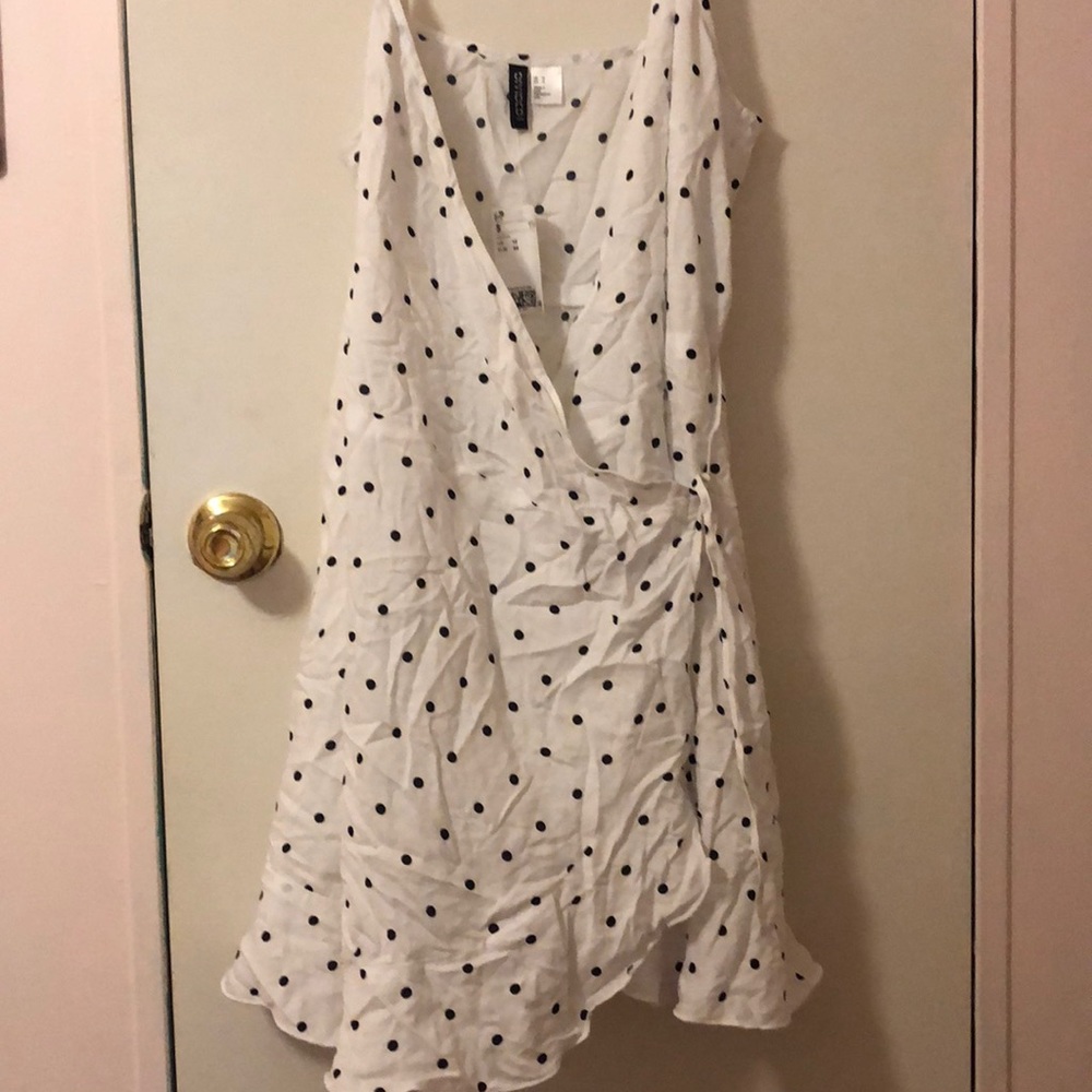 H&M wrap dress , polka dot white and black